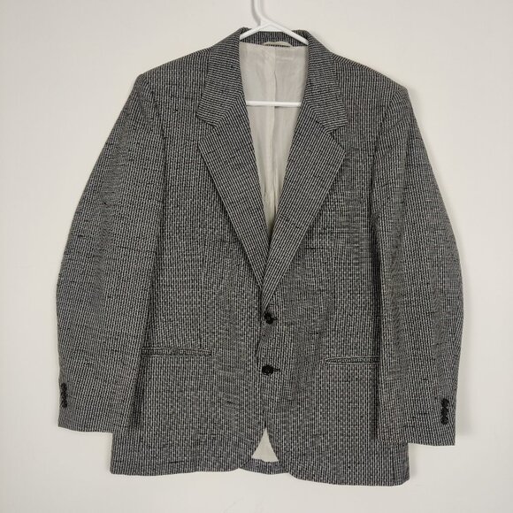 Fiori Men's Blazer Size 40S Black White Wool Mini Check Quiet Luxury Old Money - Picture 1 of 11
